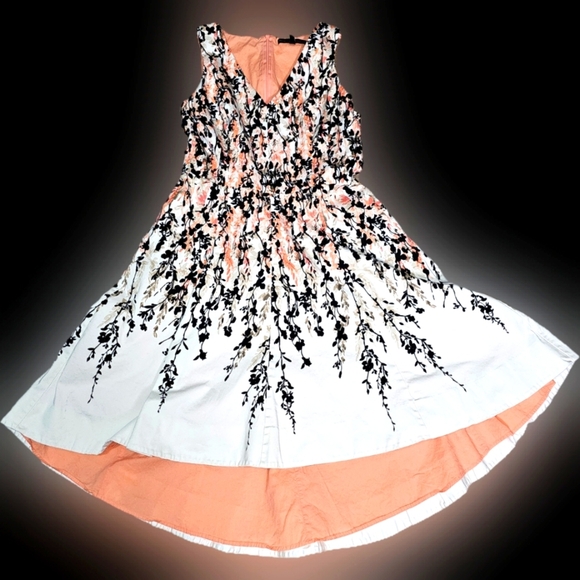 WHBM A-Line Summer Lined Floral Cotton Tank Dress Size 12 - Picture 2 of 11